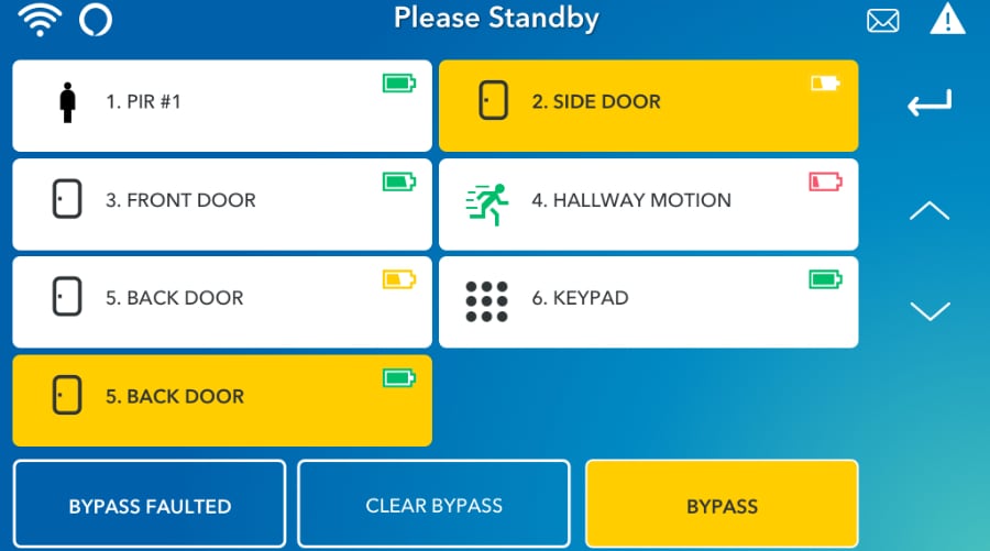 Flint security system command screen.